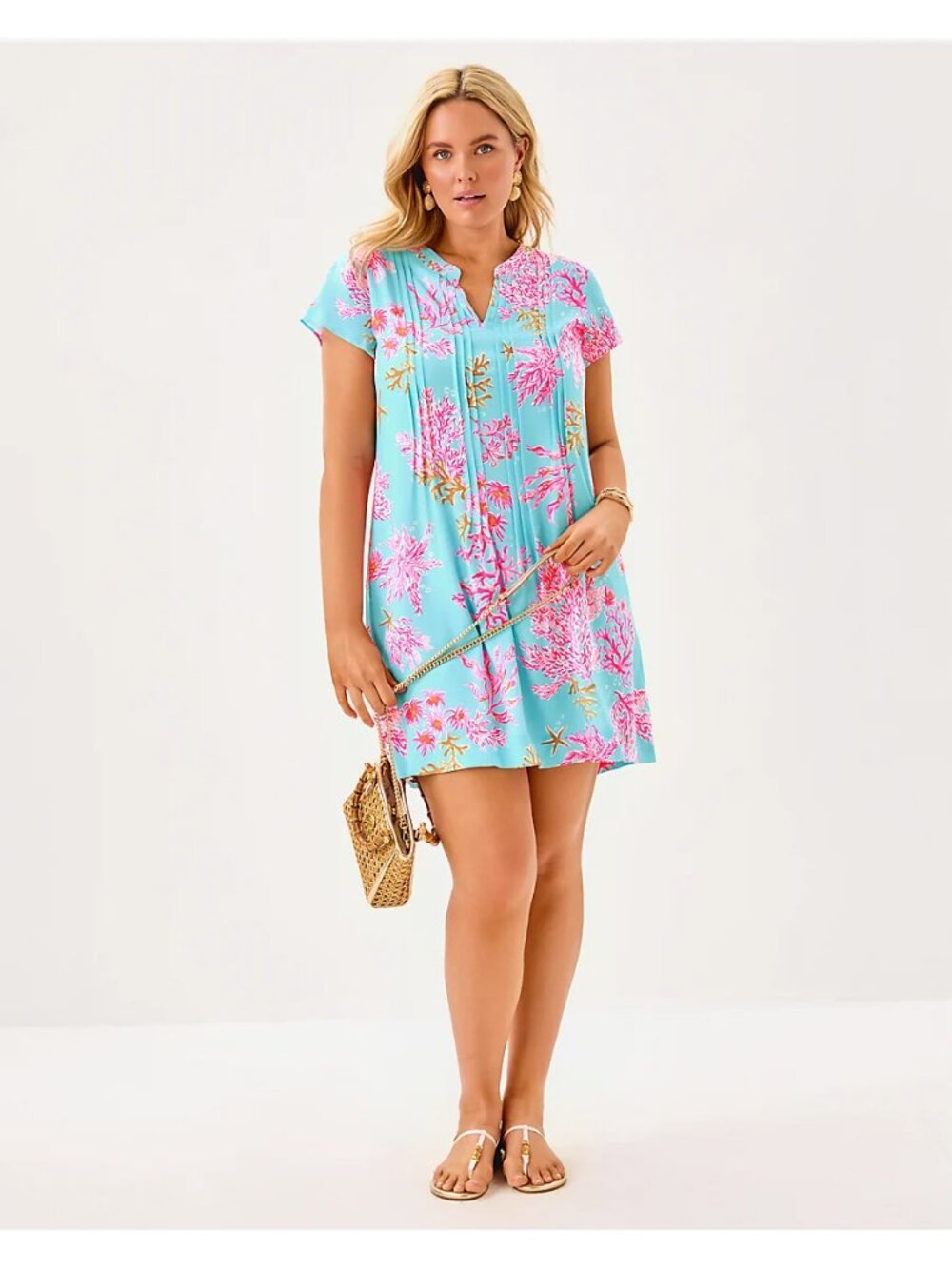 Lilly Pulitzer Colorful Ansella Tunic Dress Multi Royal Coral -Blue Pink sz 14